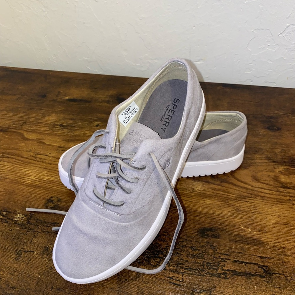 Sperry Top-Sider  Gray Canvas Lace Up Casual Sneakers size 6.5